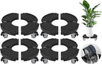 ToLanbbt 4 Pack Plant Caddy Stands with 360° Wheels Adjustable 15-22 in Rolling Stands Heavy Duty Large Plant Carts Dolly with Casters 440lbs Capacity for Large Planter, Garden Pot, Flower Pot, Black
