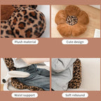 2Pcs Leopard Print Bow Throw Pillow Furry Bow Plush Pillows Cute Flower Plush Pillow Cheetah Home Decor Stuffed Bow Lumbar Pillow for Bed Couch Living Room Decor (Brown, 18.1in Bowknot)