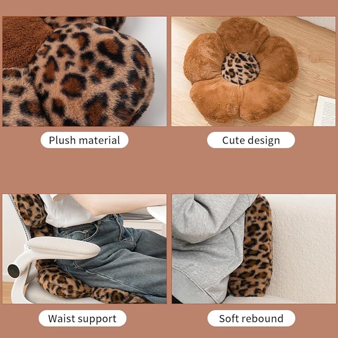 2Pcs Leopard Print Bow Throw Pillow Furry Bow Plush Pillows Cute Flower Plush Pillow Cheetah Home Decor Stuffed Bow Lumbar Pillow for Bed Couch Living Room Decor (Brown, 18.1in Bowknot)
