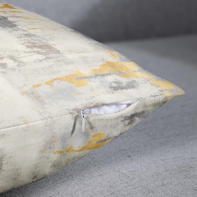 Britimes Throw Pillow Covers Modern Home Art Decor, 18 x 18 Inches Set of 2 Abstract Oil Painting Pillowcases for Bedroom, Living Room, Cushion Couch Sofa, Abstract Golden Grey