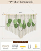 Tempospark Large Macrame Tapestry Wall Hanging, Boho Leaves Tassels Tapestries Wall Decor for Living Room, Bedroom, Dining Room, Nursery, Hallway, Balcony 39x29.5 Inch