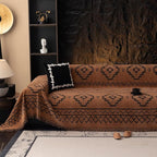 ROOMLIFE Brown Couch Cover 3 Cushion Sofa, Washable Non Slip Furniture Sofa Protector Cover, Soft Chenille Sofa Slipcovers Sectional L Shape Dogs Couch Cover Throw Blanket with Tassels 71''X134''