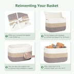 Cotton Rope Storage Basket, 15x10x9 Inches, Woven Basket for Shelves, Clothes, Towels, Books, and Laundry, White (1 Pack)
