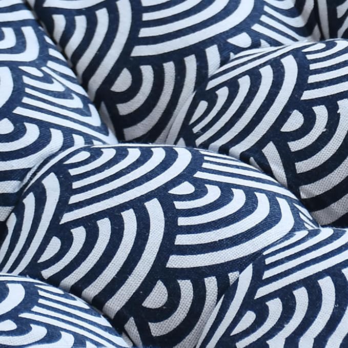 Round Tatami Seat Cushions, Thicken Soft Chair Pad,Cotton Linen Boho India Floor Seat Pillows for Living Room Sofa Bed Balcony Outdoor, 22Inch(Size:1 Count (Pack of 1),Color:Blue and White)