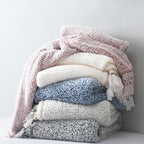 Ultra Soft Fleece Sherpa Blanket King Size,Lightweight Cozy Boho Bed Blanket with Decorative Tassel, Pattern Reversible, 2 Tones Ombre Light Brown,104”x90”