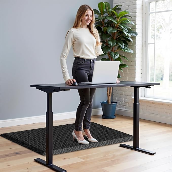 Mattitude 4/5 Inch Thick Kitchen Mat Cushioned Anti-Fatigue Floor Mat Water Resistant Non-Slip Mats and Rugs Standing and Comfort Desk Mats for House Sink Office Laundry (Black, 22"x36")