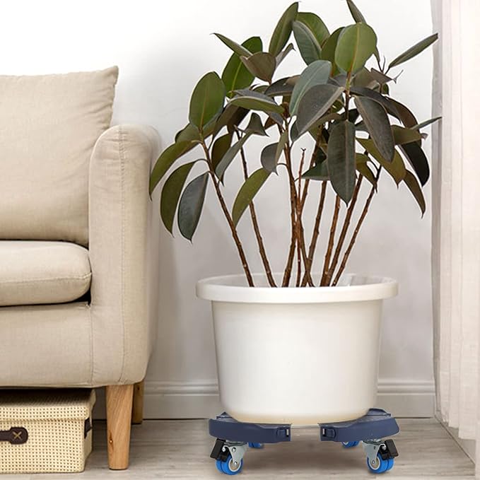W B D WEIBIDA 2 Pack Plant Roller with Wheels Heavy Duty 440 Pounds, Size-Adjustable Rolling Planter Base with Casters, Round Dolly Cart for Potted Plant, Trash Can and Tiered Planters