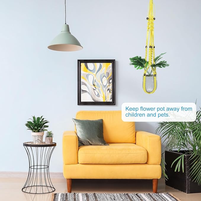 PATIKIL Macrame Hanging Planter, 35 Inch Handmade Hanging Plant Holders Flower Pot Hanger Flower Pot Hanger for Indoor Outdoor Decor, Yellow