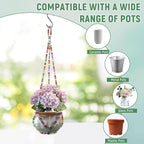 17''，2 Pack Macrame Plant Hanger, Handmade Glass Bead Plant Hanger Colorful Decorative Bohemian Hanging Planter Holder for Indoor and Outdoor Home Garden Decor. Includes Two Hooks.