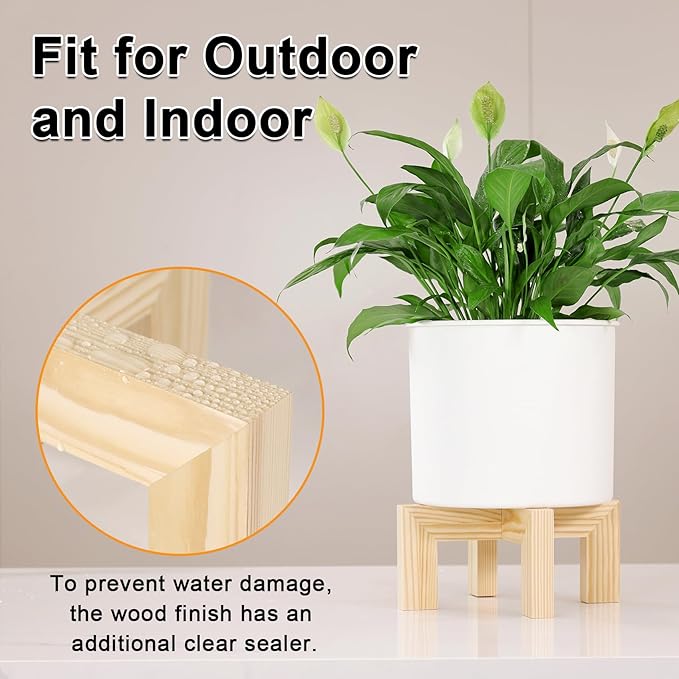 Plant Stand, Indoor/Outdoor Wood Plant Holder, Single Flower Pot Stand, Sturdy Planter Stands, Fit 5-15 Inch Pots