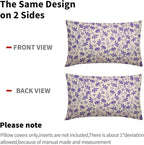 Purple Floral Pillow Covers 12x20 Set of 2 Vintage Rustic Old Style Cute Small Flower Cream Print Rectangle Decorative Outdoor Pillowcases Fall Farmhouse Throw Cushion Case Couch Sofa Bed Decor