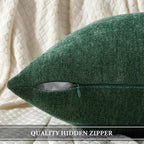 MIULEE Pack of 2 Dark Green Decorative Christmas Pillow Covers 26x26 Inch Soft Chenille Couch Throw Pillows Eruo Sham Farmhouse Cushion Covers for Home Decor Sofa Bedroom Living Room