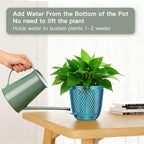 QCQHDU Self Watering Hanging Pots, 2 Pack 7.2 Inch Hanging Planters for Indoor Plants, Plant Hanger with Drainage Holes and 3 Hooks Chains for Garden Home (Klein Blue)