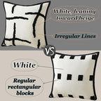 Boho Decorative Throw Pillows with Inserts, 18" x 18" Soft Tufted Modern Chenille Pillow, Pillows for Home, Patio, Couch, Bedroom, Living Room (Black Lines - Cream White Background)