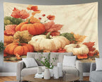EMMTEEY Autumn Tapestry Pumpkins with Maple Ceiling Tapestry 92.5X70.9 Huge Wall Art for Bedroom Living Room Fall Backdrop