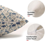 Blue Grey Gray Floral Pillow Covers 12x20 Set of 2 Vintage Rustic Old Style Cute Small Flower Print Rectangle Decorative Outdoor Pillowcases Farmhouse Throw Cushion Case Decor for Couch Sofa Bed