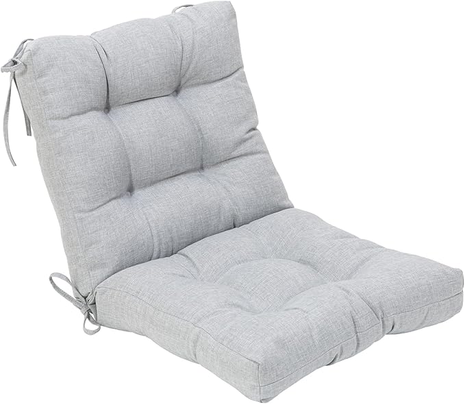 QILLOWAY Outdoor Seat/Back Chair Cushion Tufted Pillow, Spring/Summer Seasonal Replacement Cushions (Silver/Grey).