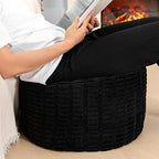 Ottoman Foot Rest, Home Decor, Bedroom Decor, Ideal for Living Room, Comfortable Floor Pouf,Ottoman Foot Rest for Armchair Bean Bag,Floor Cushion, Footstool, 12x20 Inch (Black Pouf With Filler)