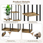 7 Tier Plant Stand Indoor, Thickened Metal Wood Corner Plant Shelf Stands for Multiple Plants, Indoor Tall Plants Stand Tiered Flower Holder for Living Room Patio Garden Balcony(Black+Brown)