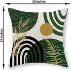 Boho Green Pillow Covers 18x18 Set of 2 Green Gold Leaf Tropical Decor Mid Century Throw Pillows Outdoor Bohemian Decorative Pillowcase Farmhouse Abstract Modern Cushion Case for Couch Sofa