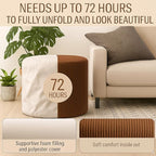 Round Pouf Ottoman and Foot Rest, Soft Corduroy Poufs with Sponge Chunk Filling, Comfort Sponge Stuffed Poofs for Couch Desk Resting Your Feet, Brown(17.1" D x 17.1" W x 14" H)