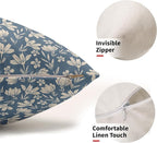 Light Blue Pillow Covers 12x20 Set of 2 Vintage Floral Rustic Old Style Cute Flower Print Rectangle Decorative Outdoor Pillowcases Seasonal Farmhouse Throw Cushion Case Couch Sofa Bed Decor