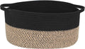 Woven Basket for Storage, 17"x12"x8" Black Cotton Rope Spliced Jute Wicker Basket for Toy, Book, Towel, Cloth, Shoe, Decorative Wicker Storage Bin for Shelves, Closet, Bathroom, Living Room