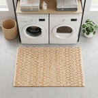 Jute Cotton Diamond Hand Woven Rug 2x3 Feet - Natural White, Farmhouse Oudoor Indoor Floor Carpet Rugs Ideal for Entryway, Kitchen, Nursary | Accent Reversible Beige Door Mat for Home Décor