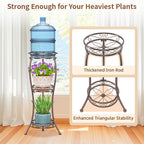 LASZOLA Bronze 3 Tier Tall Plant Stand for Indoor Outdoor, Large Multiple Level Flower Planter Holder Organizer Rack for Patio Office Bathroom Corner Floor, Sturdy Heavy Duty Metal, Vertical Display