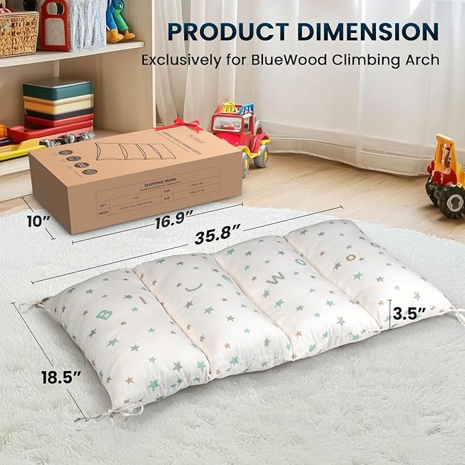 BlueWood Cushion for Climbing Arch, Montessori Philosophy Soft and Non-Slip Pillow for Kids, Pikler Cushion for Reading, Playing, Games, Parties (Pearl)