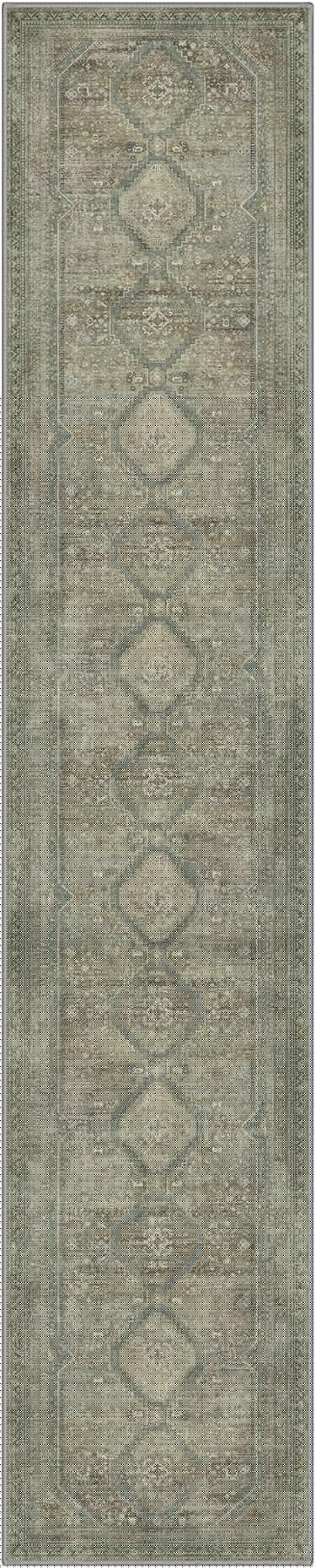GENIMO Runner Rug 2x12 Non Slip Machine Washable Hallway Runner Rug, Low Pile Lightweight Rugs for Entryway, Hallway, Kitchen and Corridor, Sage/Blue