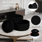 Small Shelf Storage Baskets for Organizing, 6 Pack Round Cotton Rope Bins, Decorative and Cute Woven Baskets for Bedroom and Closet, Key Tray Bowl, Home Decor Countertop Organizer (Black)