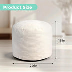 Dual-Size Corduroy Ottoman with Hidden Zipper – Ergonomic Memory Foam Footrest Poufs for Office Desks, Couches & Delicate Floors Off-White 20"x 15"