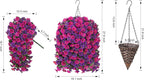 Artificial Fake Hanging Flowers in Basket for Outdoor Indoor Decoration,UV Resistant Faux Silk Dark Purple and Fuchsia Morning Glory Plants Realistic Hanging Planter for Outside Home Porch Yard
