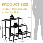 Garden 4 you 3 Tier Split Type Large Metal Plant Stand Stackable, Garden Display Shelf Flower Pot Holder Storage Organizer Rack for Indoor Home Outdoor Patio Balcony Yard( Black,Rectangle)