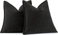 MIULEE Pack of 2 Black Decorative Pillow Covers 20x20 Inch Soft Chenille Luxurious Couch Throw Pillows Farmhouse Cushion Covers with Elegant Design for Sofa Bedroom Living Room Home Decor