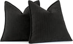 MIULEE Pack of 2 Black Decorative Pillow Covers 20x20 Inch Soft Chenille Luxurious Couch Throw Pillows Farmhouse Cushion Covers with Elegant Design for Sofa Bedroom Living Room Home Decor