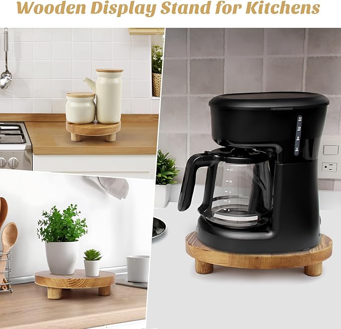 Wooden Plant Stands,Wood Risers Indoor Outdoor for Decor,Wooden Stool Display Stand for Home Table Bathroom Kitchen,Round Brown,3PCS