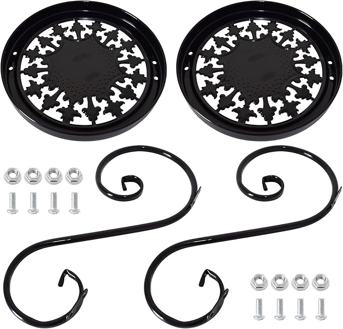 TLBTEK 2 tier Metal Plant Stand,Black Round Potted Planter Stands Indoor Outdoor ,Multiple Modern Flower Pot Stand Holder Rack Display for Home,Kitchen,Patio,Garden, Corner, Balcony and Bedroom