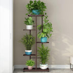 LINZINAR Plant Stand Metal 5 Tier 6 Potted Multiple Flower Pot Holder Shelf Indoor Outdoor Planter Display Shelving Unit for Patio Garden Corner Balcony Living Room (5 Tier 6 Potted, Bronze)