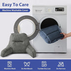 Reading Pillows for Sitting in Bed Adult, Back Pillow for Bed Sitting Up, Backrest Pillows with Shredded Foam for Adult&Teens, Support Pillow with Arms for Beds, Couch, Floor, 24in, Navy Blue