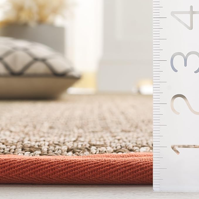 SAFAVIEH Natural Fiber Collection Runner Rug - 2'6" x 6', Natural & Rust, Seagrass, Basketweave Pattern with Border (NF114Y)