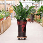 2Pcs Plant Caddy,Planter Pot Mover, Plant Pot Pallet Dolly Caster with Universal Wheels, Round Movable Planter Dolly Trolley Tray Pallet Outdoor Indoor Tree Flower Stand Planter (15.5 inch+2pcs+brown)