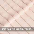 Pack of 2 Faux Fur Christmas Throw Pillow Covers 18x18 Inch, Soft Plush Striped Neutral Couch Pillow Cover, with Velvet Back Modern Home Decor for Sofa Living Room Couch Bed Light Pink