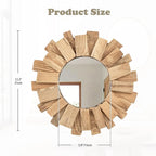 Rustic Driftwood Round Wall Mirror – Natural Wooden Frame Decorative Mirror for Farmhouse Coastal Boho Home Décor – 12" Sizes for Bathroom, Living Room, or Entryway