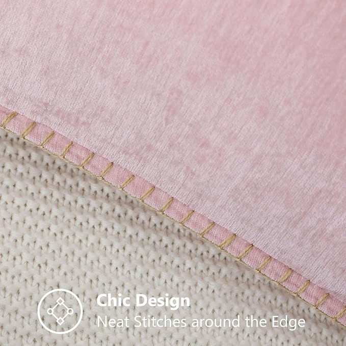 decorUhome Summer Chenille Soft Cozy Throw Pillow Covers 20x20 Set of 2, Modern Farmhouse Boho Velvet Decorative Pillow Cases with Stitched Edge for Couch Sofa Bed Home Decor, Blush Pink