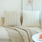 JOJUSIS Pack of 2 Faux Fur Plush Decorative Throw Pillow Covers Couch Cushion Case Soft Pillowcases (White, 20 x 20-Inch)