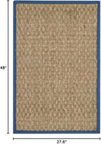 SAFAVIEH Natural Fiber Collection Area Rug - 2'3" x 4', Natural & Navy, Seagrass, Basketweave Pattern with Border (NF114T)