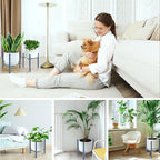 Aripark Plant Stand Indoor Adjustable, Metal Modern Plant Stands Small, Heavy Duty Stable Plant Pot Flower Holder Outdoor Corner, Fit 8 9 10 11 12 inch Pots, Sparkling Blue (Pot & Plant Not Included)