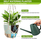 Set of 2 Hanging Planters for Indoor Plants with Self Watering Includes Hanging Pots and 2 Types Plant Hangers, Outdoor Hanging Baskets Holder for Home Garden, 10 Inch Sage Green